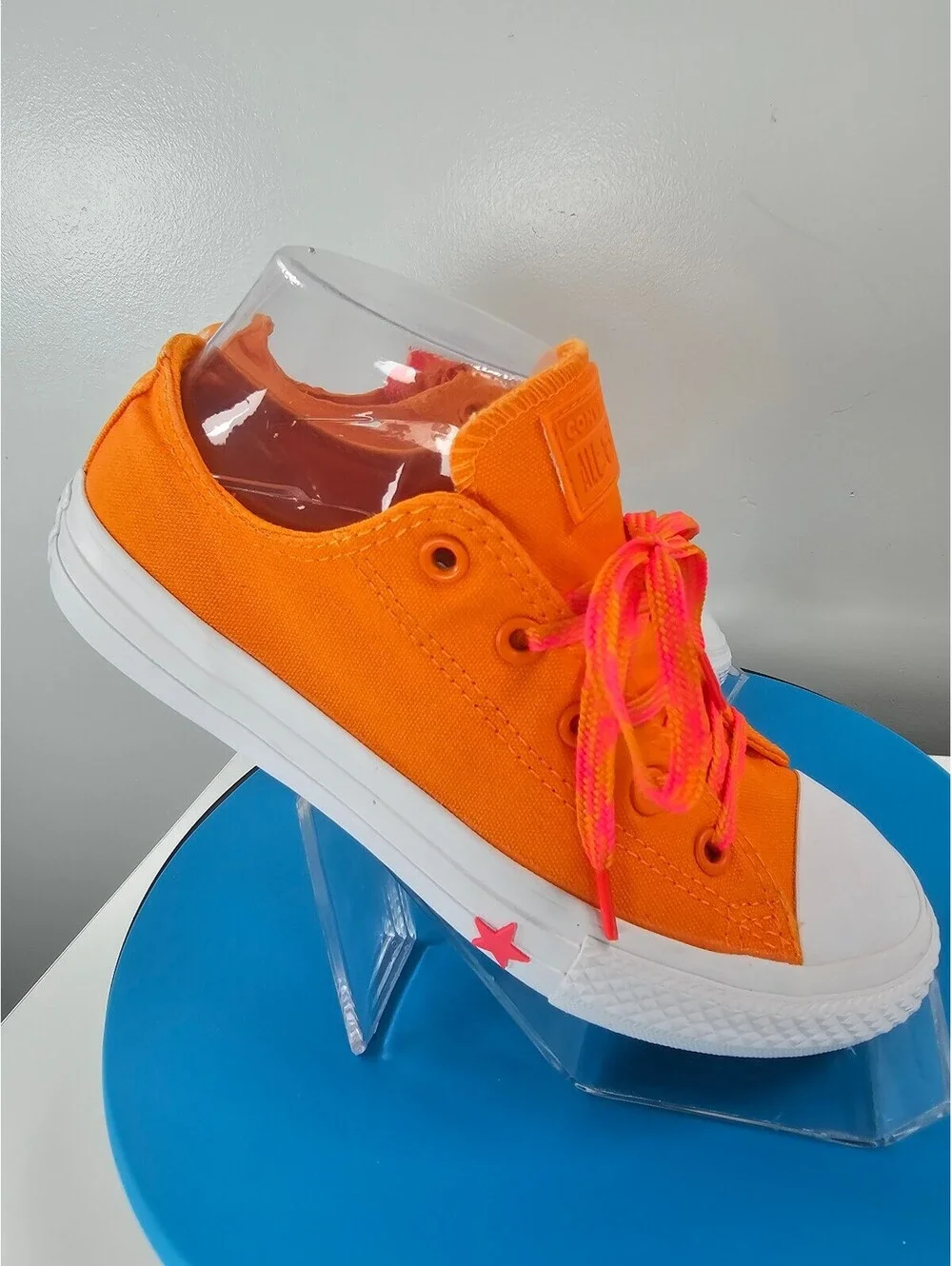 Converse All Star Orange Low Top Sneakers with Pink Laces